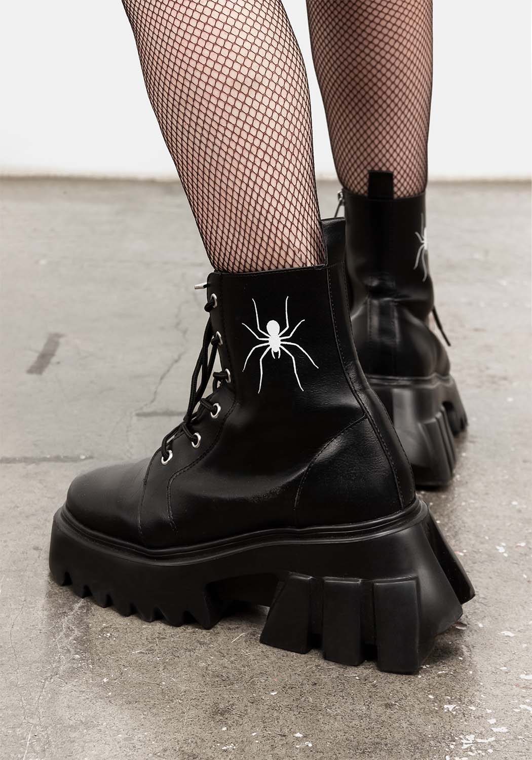 Spider Print Ankle Boots with Ridged Heel | Widow Boots