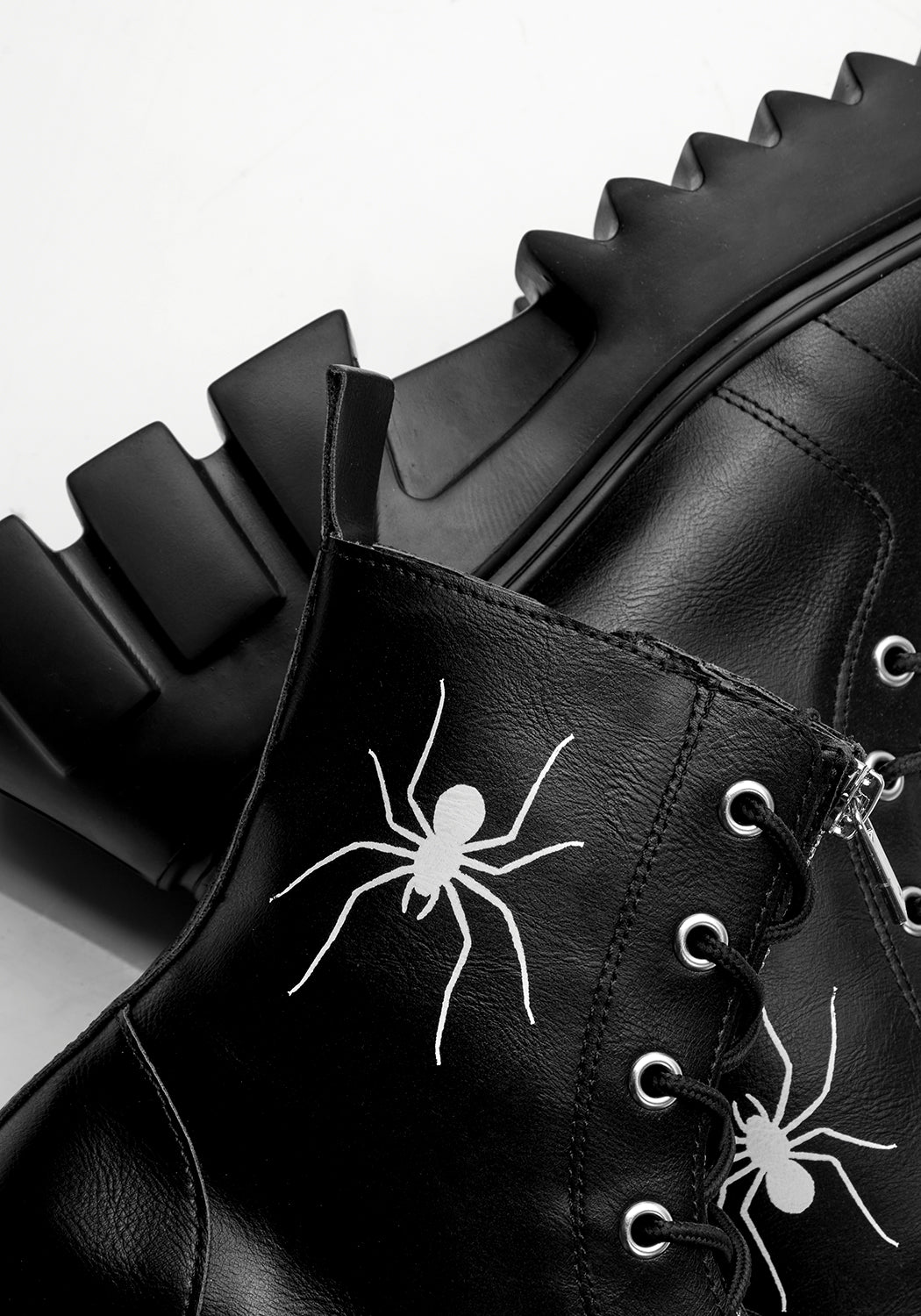 Spider Print Ankle Boots with Ridged Heel | Widow Boots