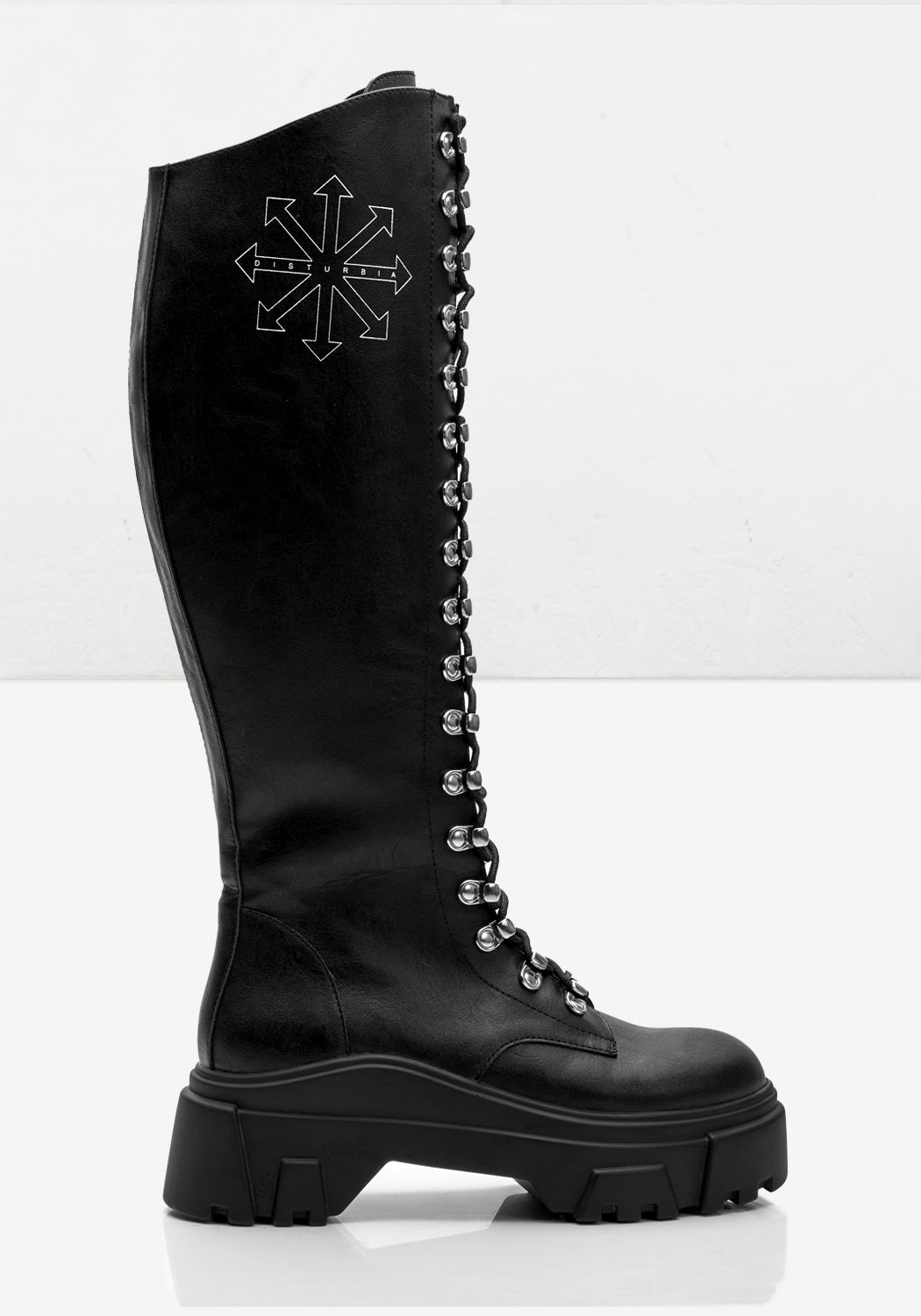 Faux Leather Knee-High Boots with Chunky Sole & Zip Fastening | Elysium