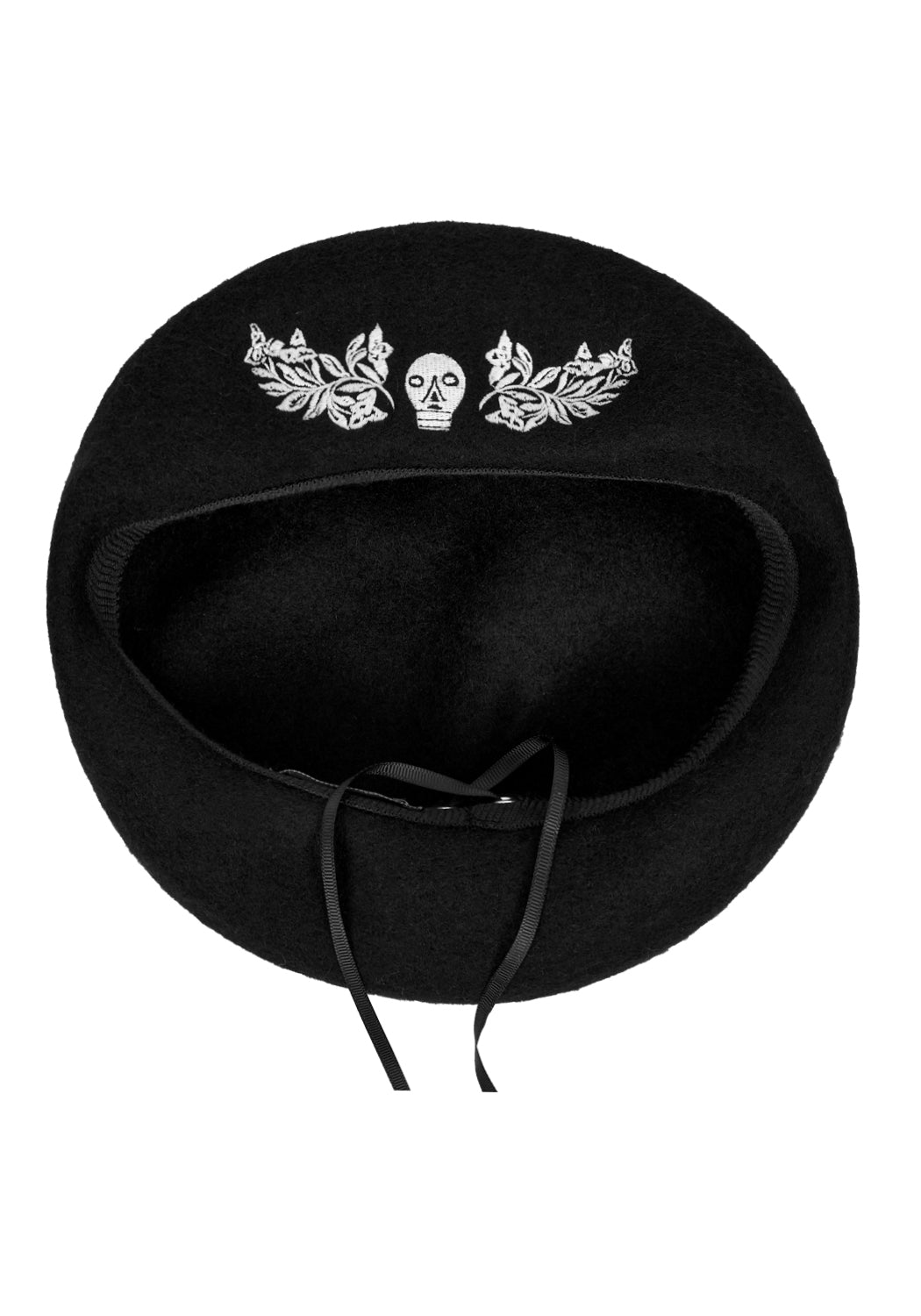 Gothic Wool Beret with Skull Embroidery | Macabre French Style
