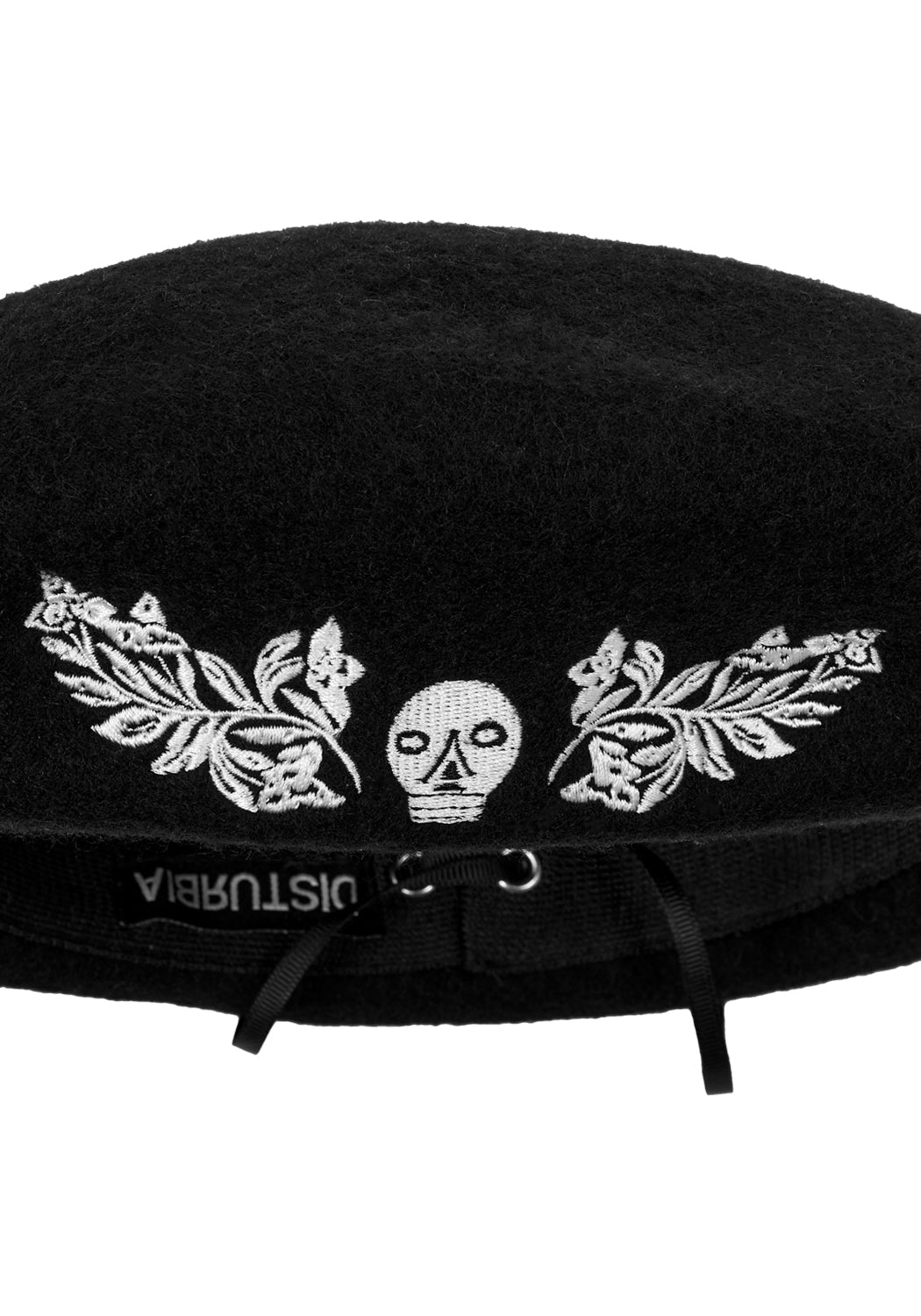 Gothic Wool Beret with Skull Embroidery | Macabre French Style
