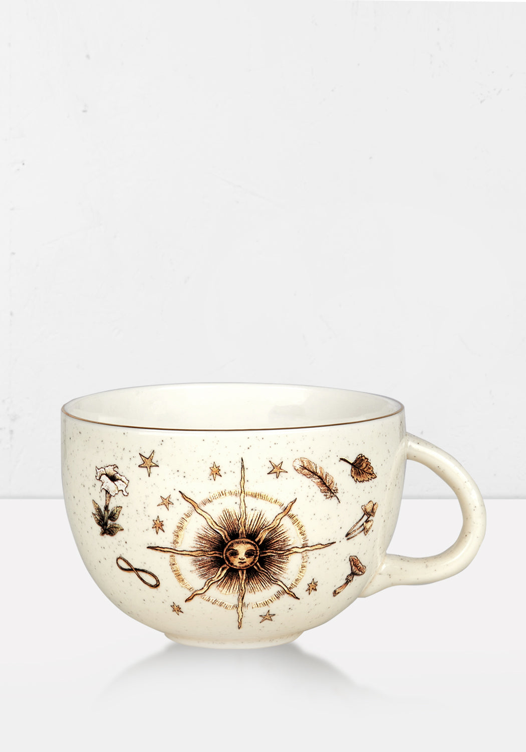Pagan-Inspired Sun Symbol Mug with Gold Foil Rim | Celestial Cup