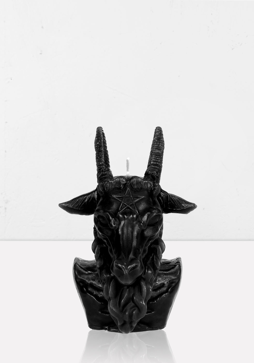 Baphomet Candle in Matte Black Wax with Horns & Beard | GOAT BUST