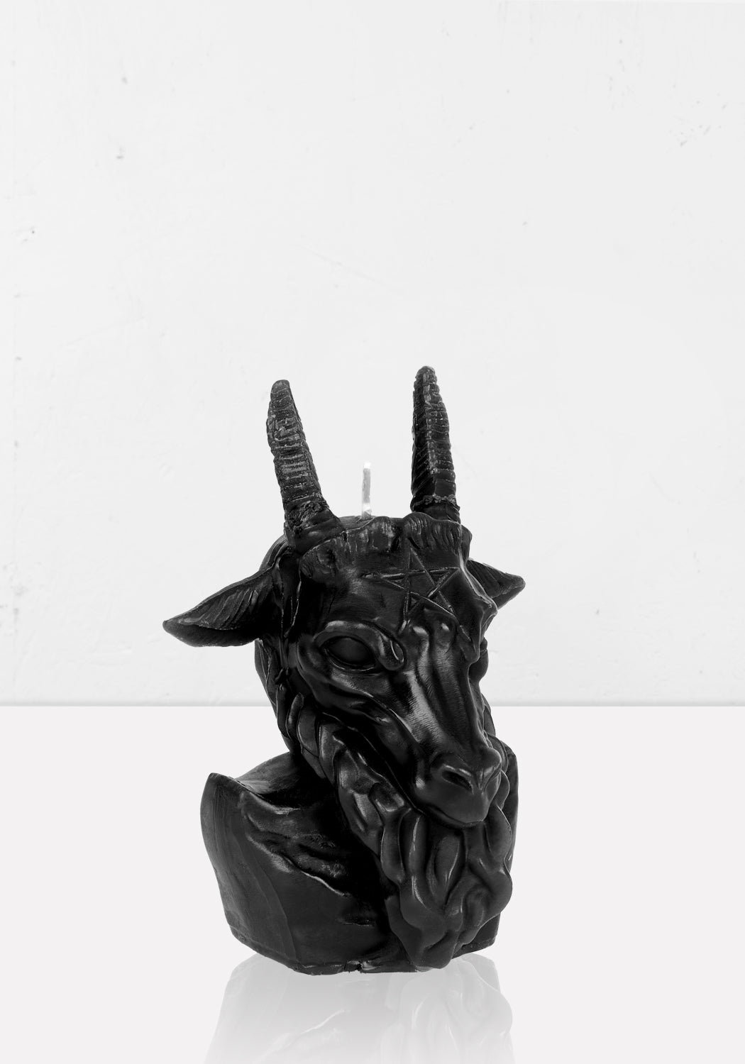 Baphomet Candle in Matte Black Wax with Horns & Beard | GOAT BUST