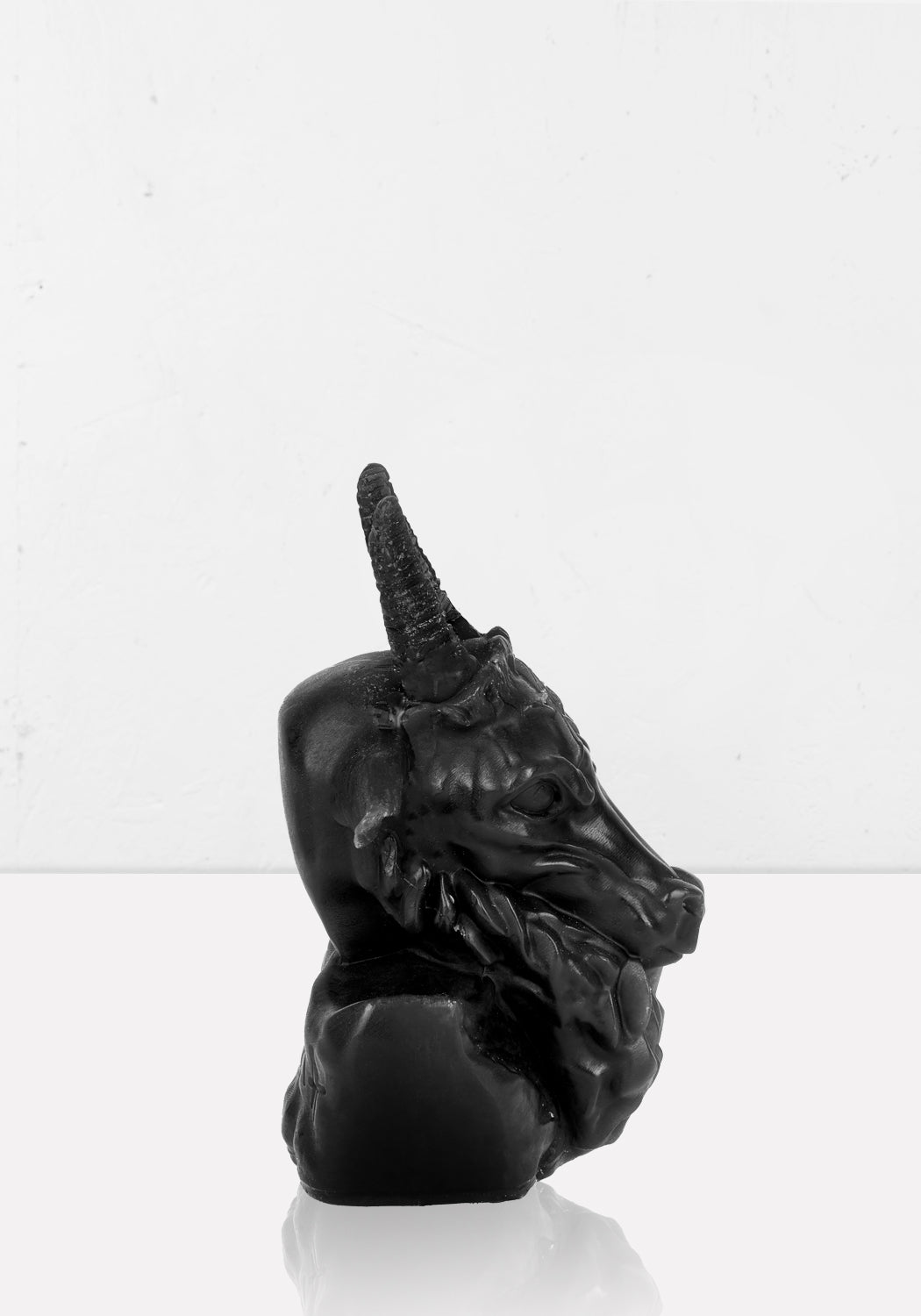 Baphomet Candle in Matte Black Wax with Horns & Beard | GOAT BUST