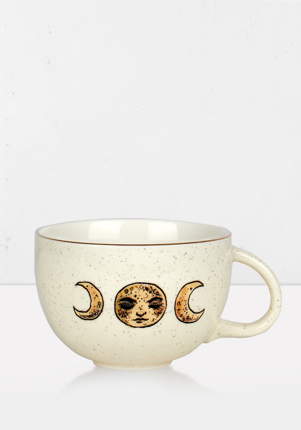 Triple Moon Goddess Ceramic Cup with Gold Rim | Pagan Tea Mug