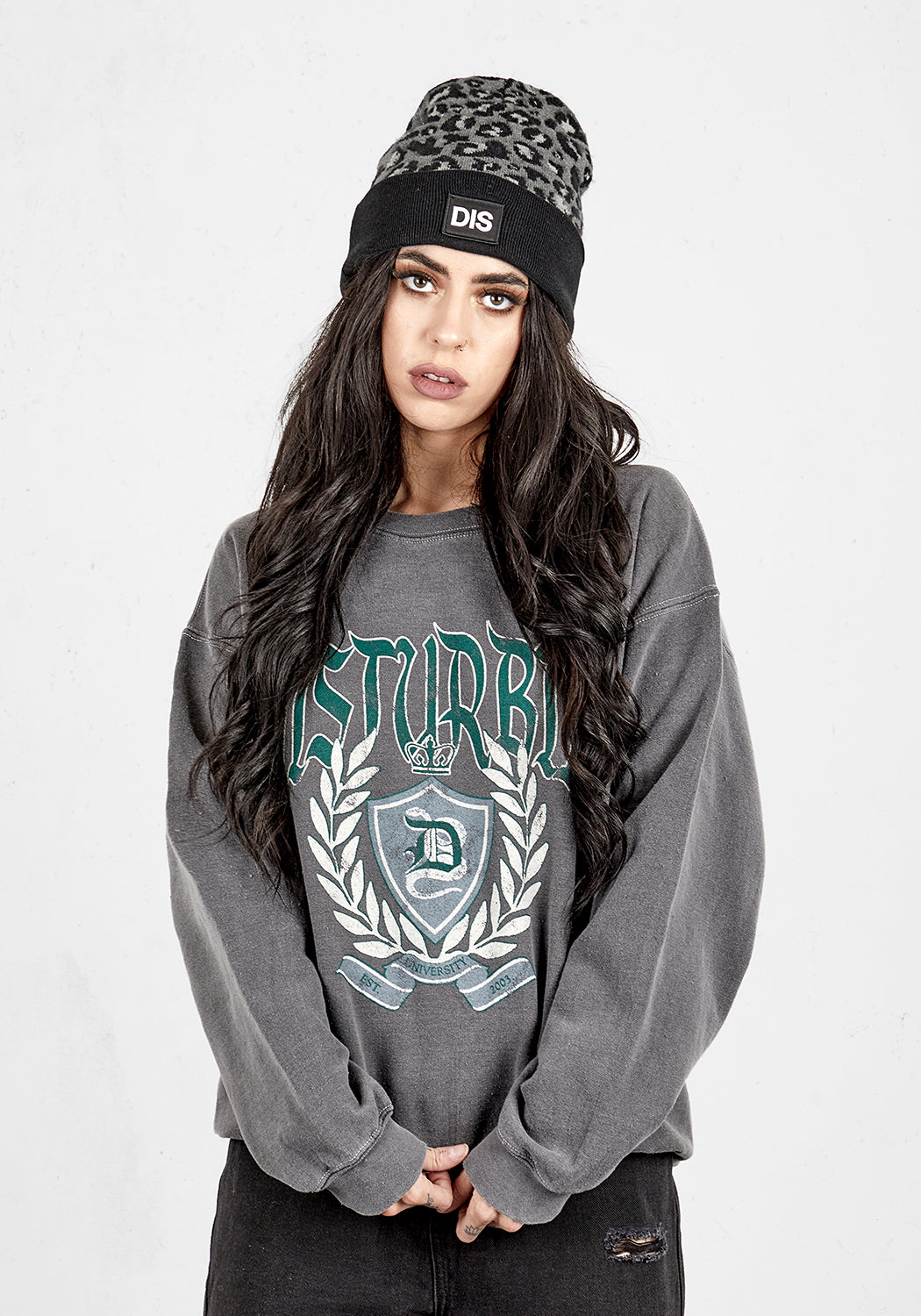 Oversized College Sweater with Dropped Shoulders | Disturbia