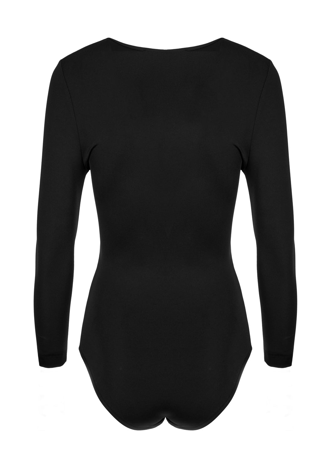 Black Lace-Up Bodysuit with Long Sleeves & Tie-Front | Nancy