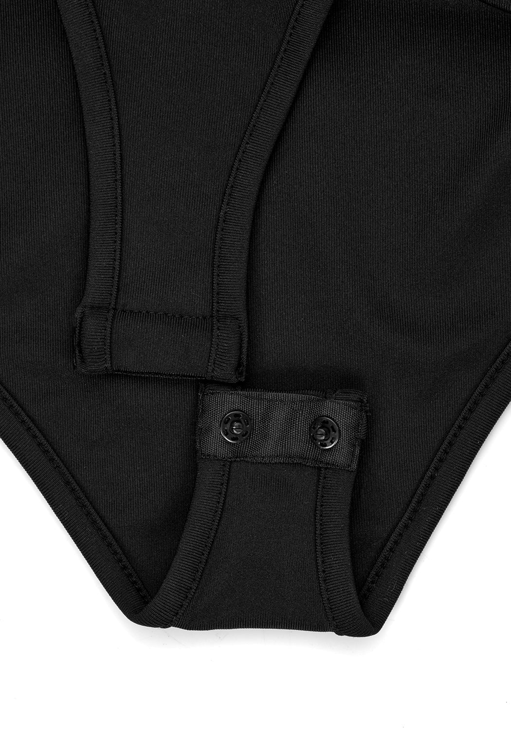 Black Lace-Up Bodysuit with Long Sleeves & Tie-Front | Nancy