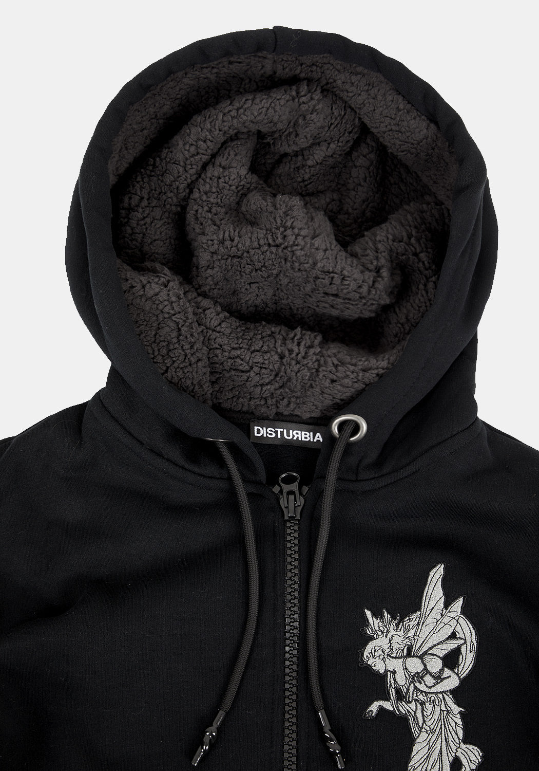 Oversized Fleece-Lined Hoody with Fairy Embroidery | Marasmius Longline