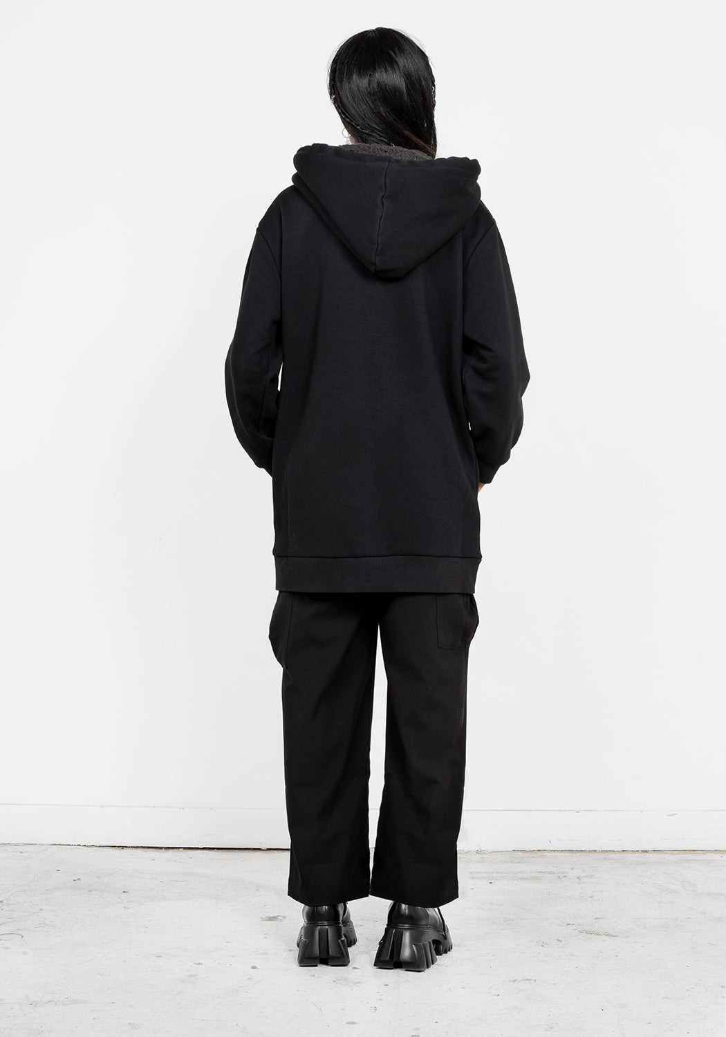 Oversized Fleece-Lined Hoody with Fairy Embroidery | Marasmius Longline