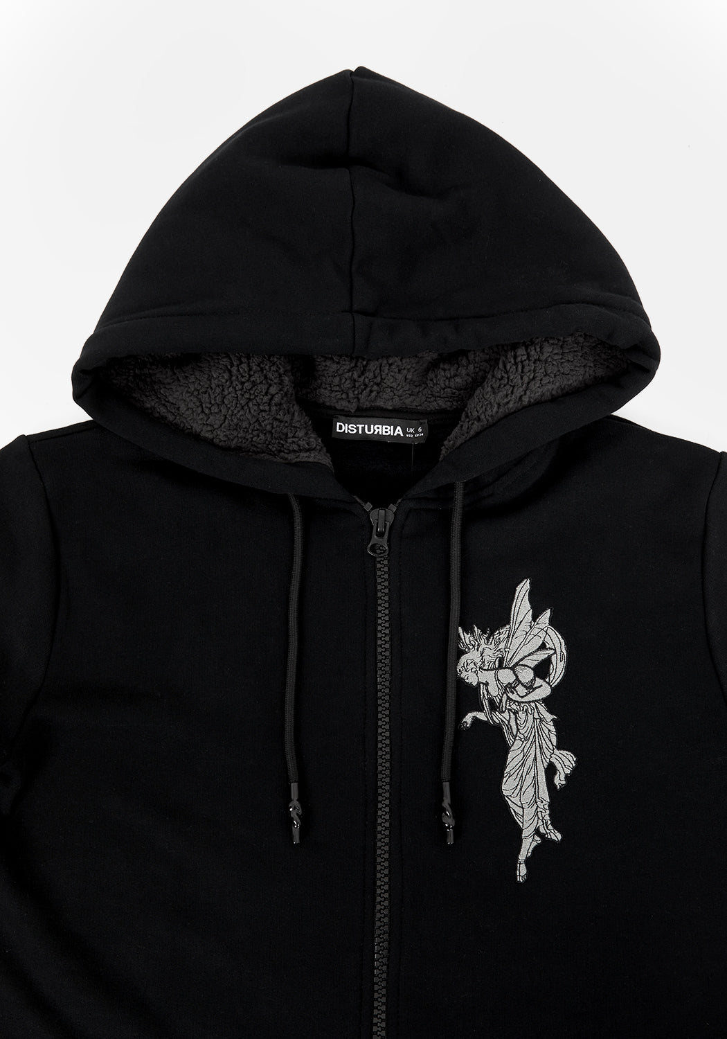 Oversized Fleece-Lined Hoody with Fairy Embroidery | Marasmius Longline