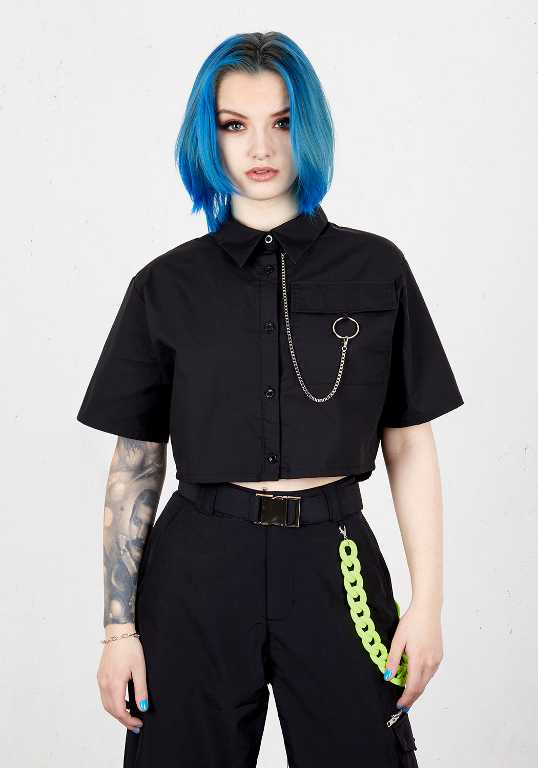 Black Crop Shirt with Chain Detail | Punk Rock Style | Epistle
