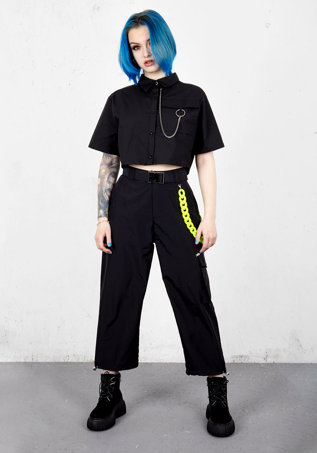 Black Crop Shirt with Chain Detail | Punk Rock Style | Epistle