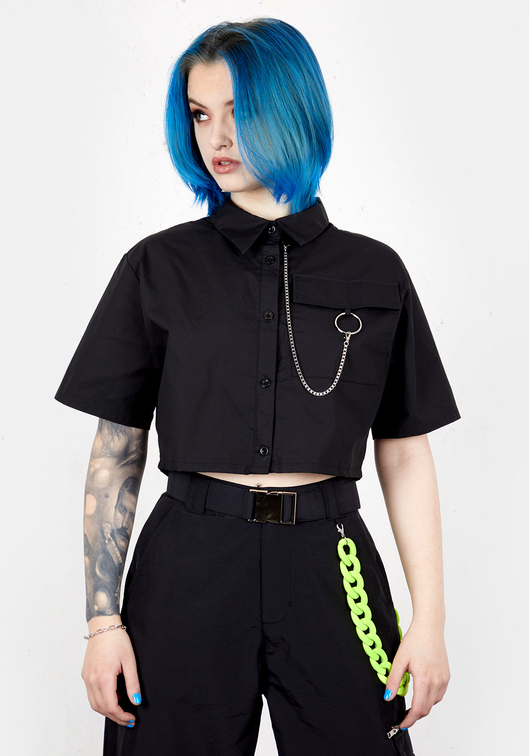 Black Crop Shirt with Chain Detail | Punk Rock Style | Epistle
