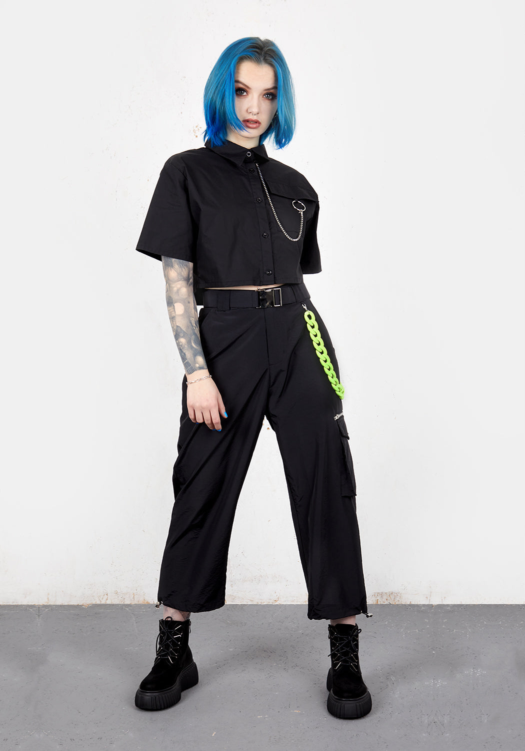 Black Crop Shirt with Chain Detail | Punk Rock Style | Epistle