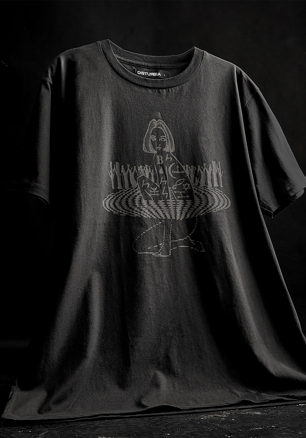 Black Graphic Tee with Demonic Prints | Sustainable Cotton T-Shirt