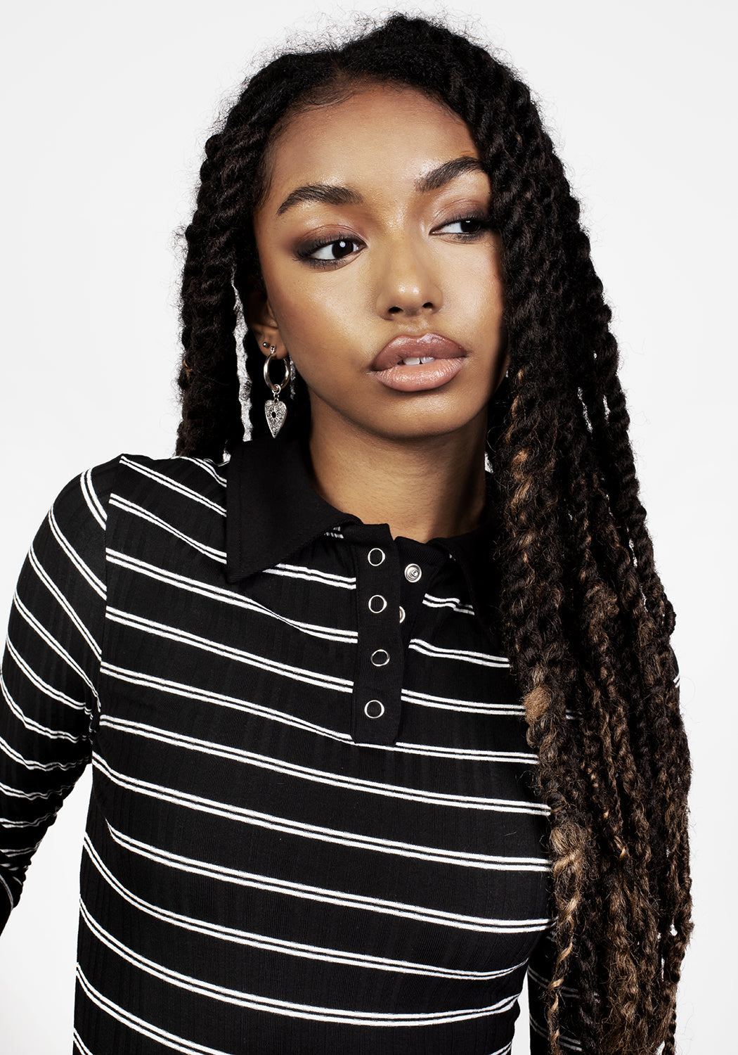 90s Striped Bodysuit with Snap Button Closure | SLASH