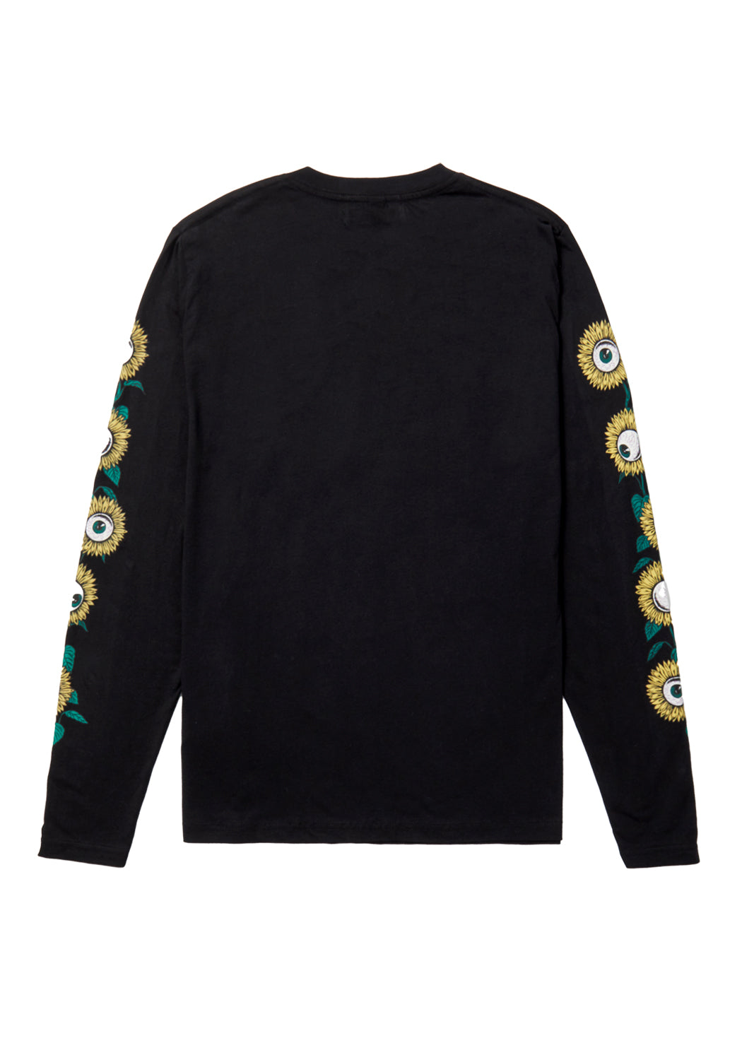Black Graphic Long Sleeve T-Shirt with Skullflower Print | PALMS