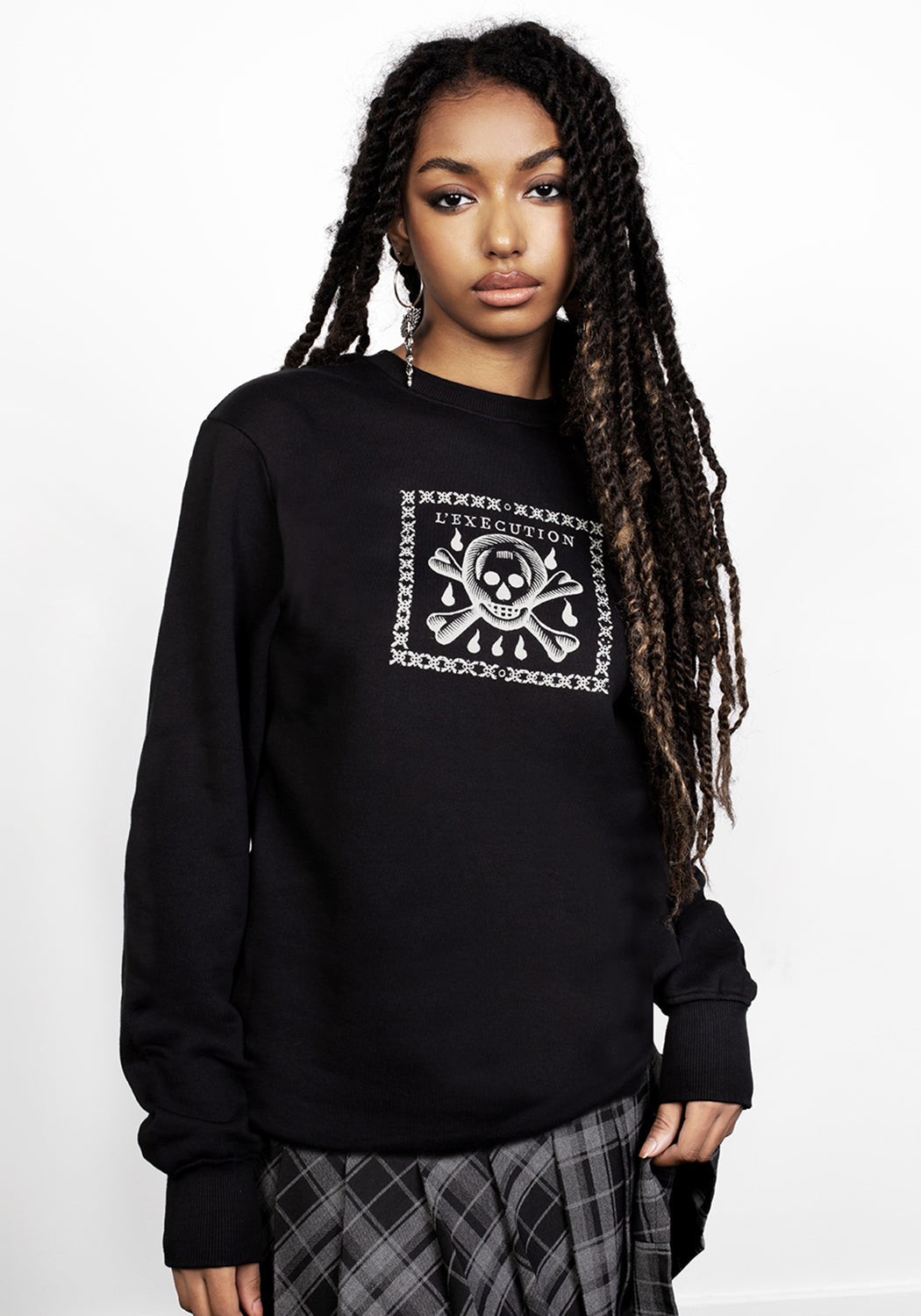 Skull Print Sweater with Ribbed Hem & Cuffs | L'Execution