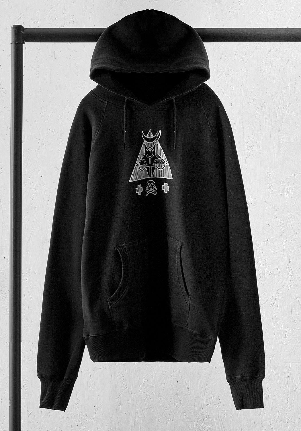 Black Oversized Pullover Hoodie with Magical Print | Mystic
