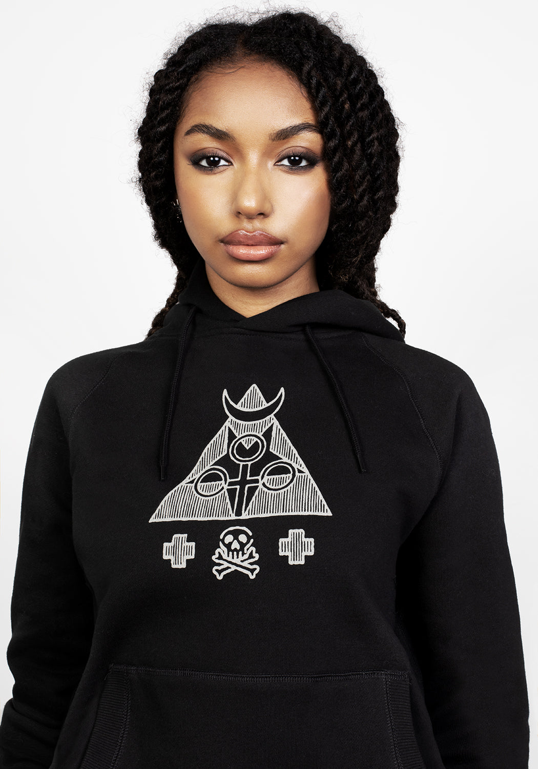 Black Oversized Pullover Hoodie with Magical Print | Mystic