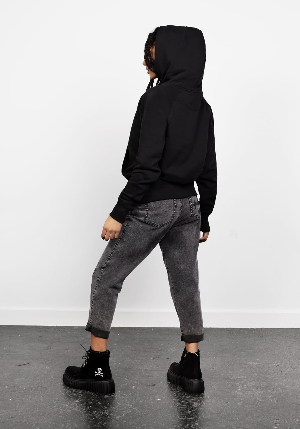 Black Oversized Pullover Hoodie with Magical Print | Mystic