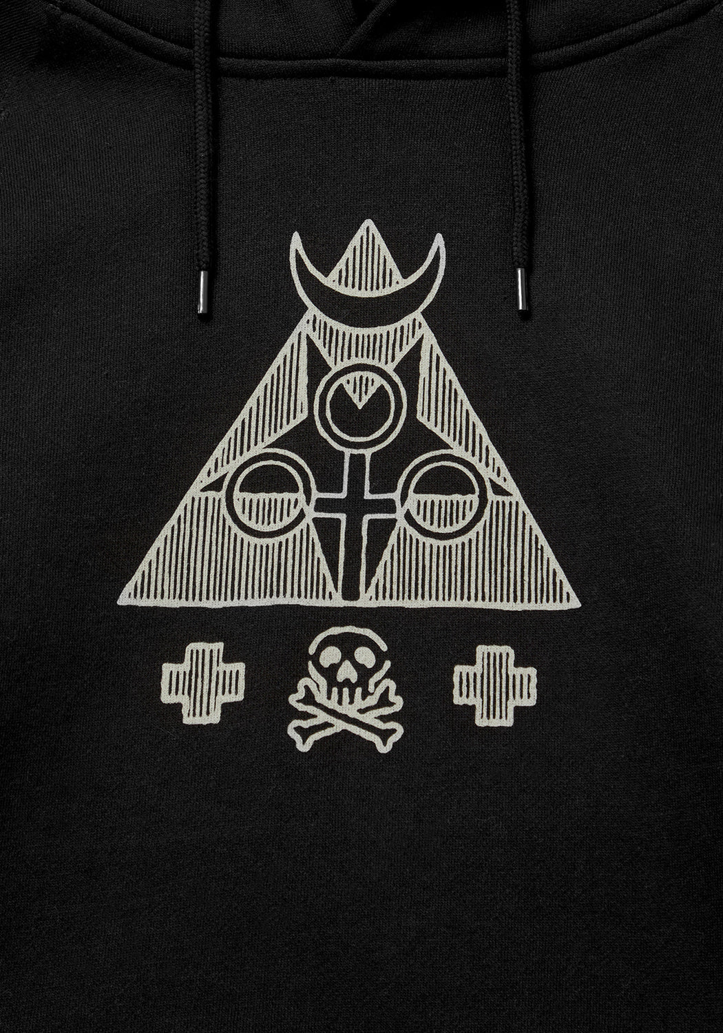 Black Oversized Pullover Hoodie with Magical Print | Mystic