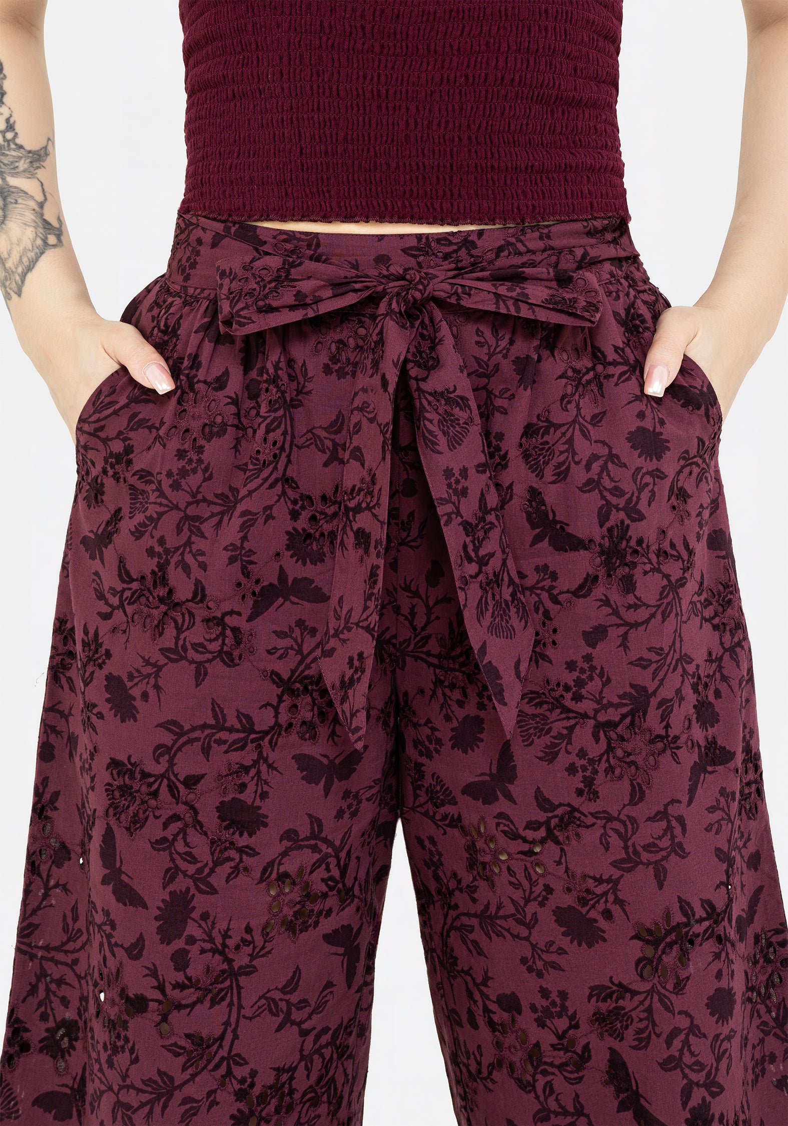 Floral Cotton Culottes with Tie Waist & Pockets | Morgana