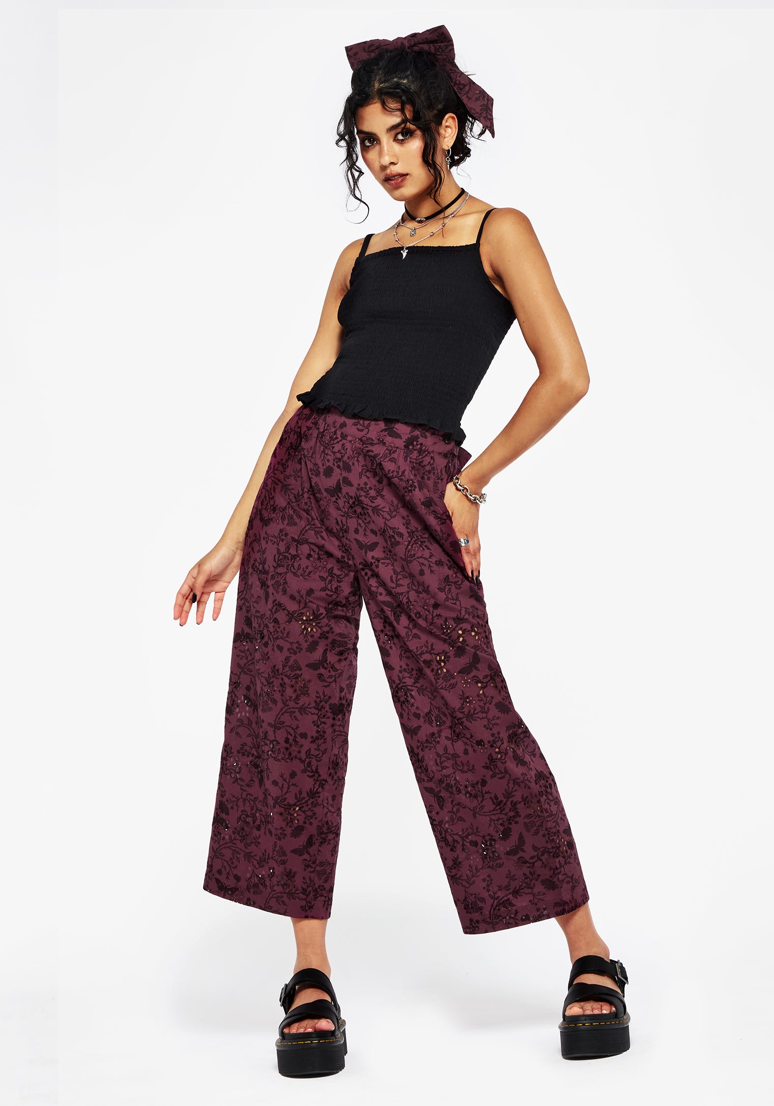 Floral Cotton Culottes with Tie Waist & Pockets | Morgana