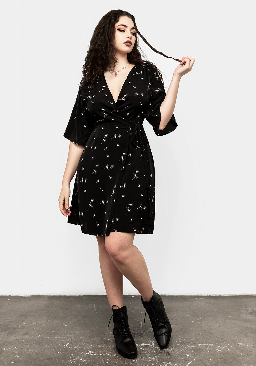 Floral Wrap Mini Dress with Kimono Sleeves & Side Tie | Blithe