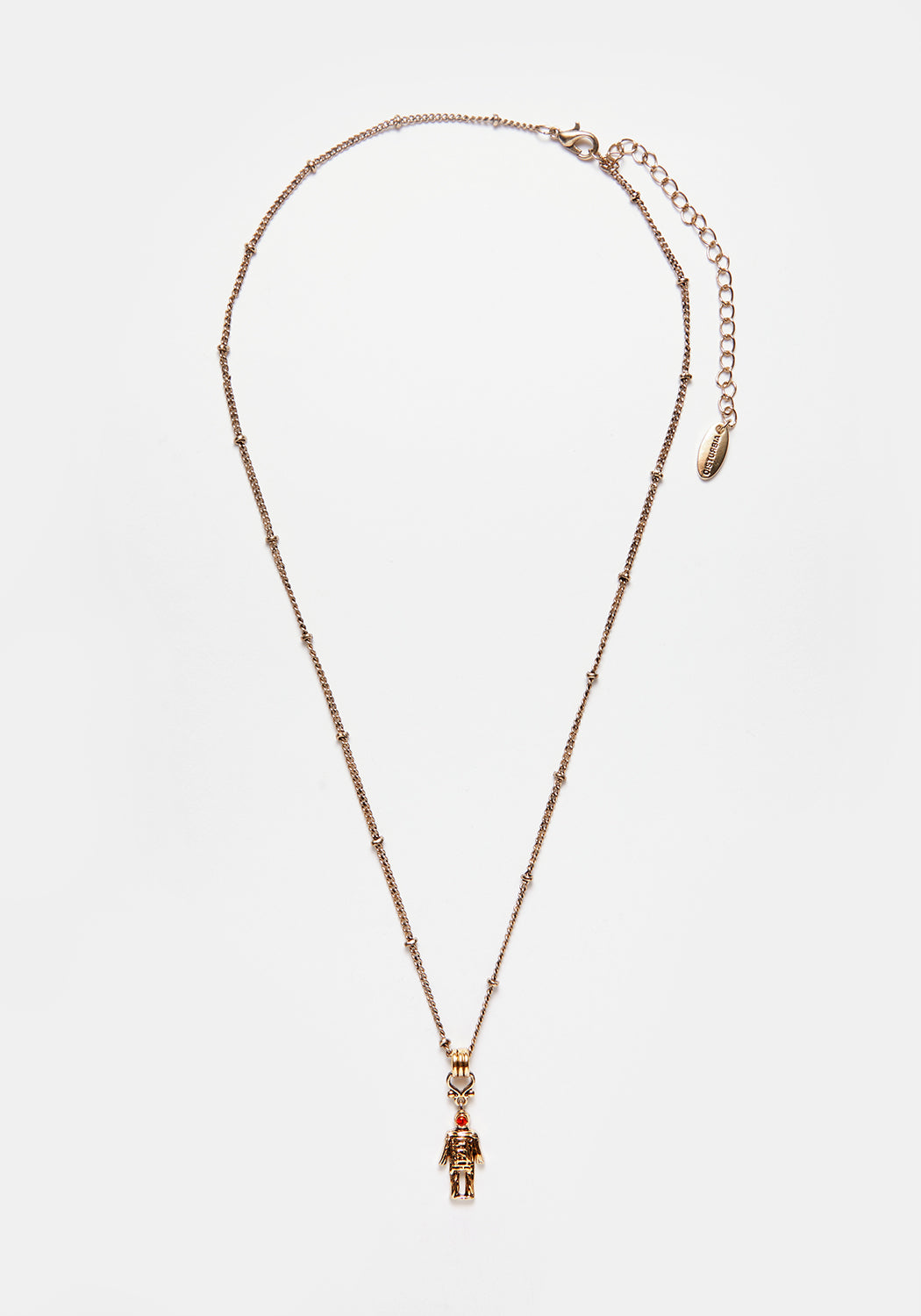 Gold-Plated Wicker Man Pendant Necklace with Cubic Zirconia | Delicate Trace Chain