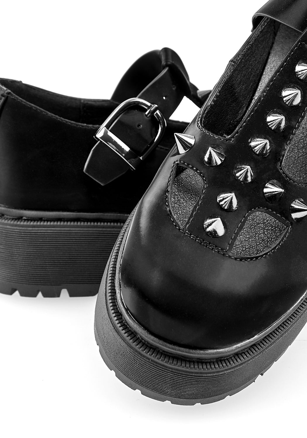 Gothic Mary Jane Platform Shoes with Studs & Buckle | Cursed Collection
