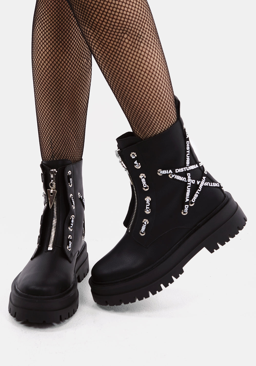 Gothic Lace-Up Platform Boots with Hexagram Detail | HEXDOLL