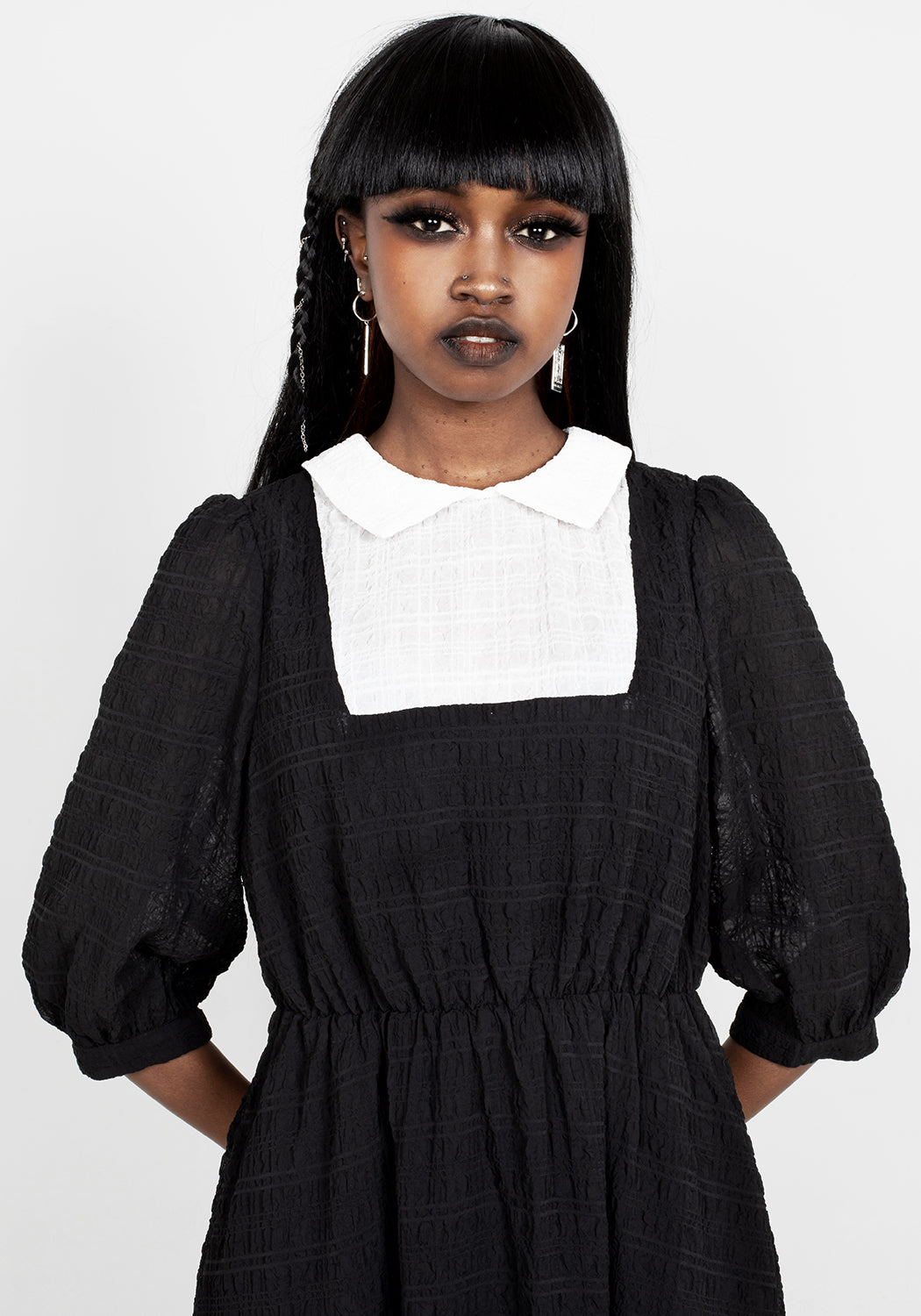 Gothic Midi Dress with Pockets & Elastic Waist | Bellatrix Pagan