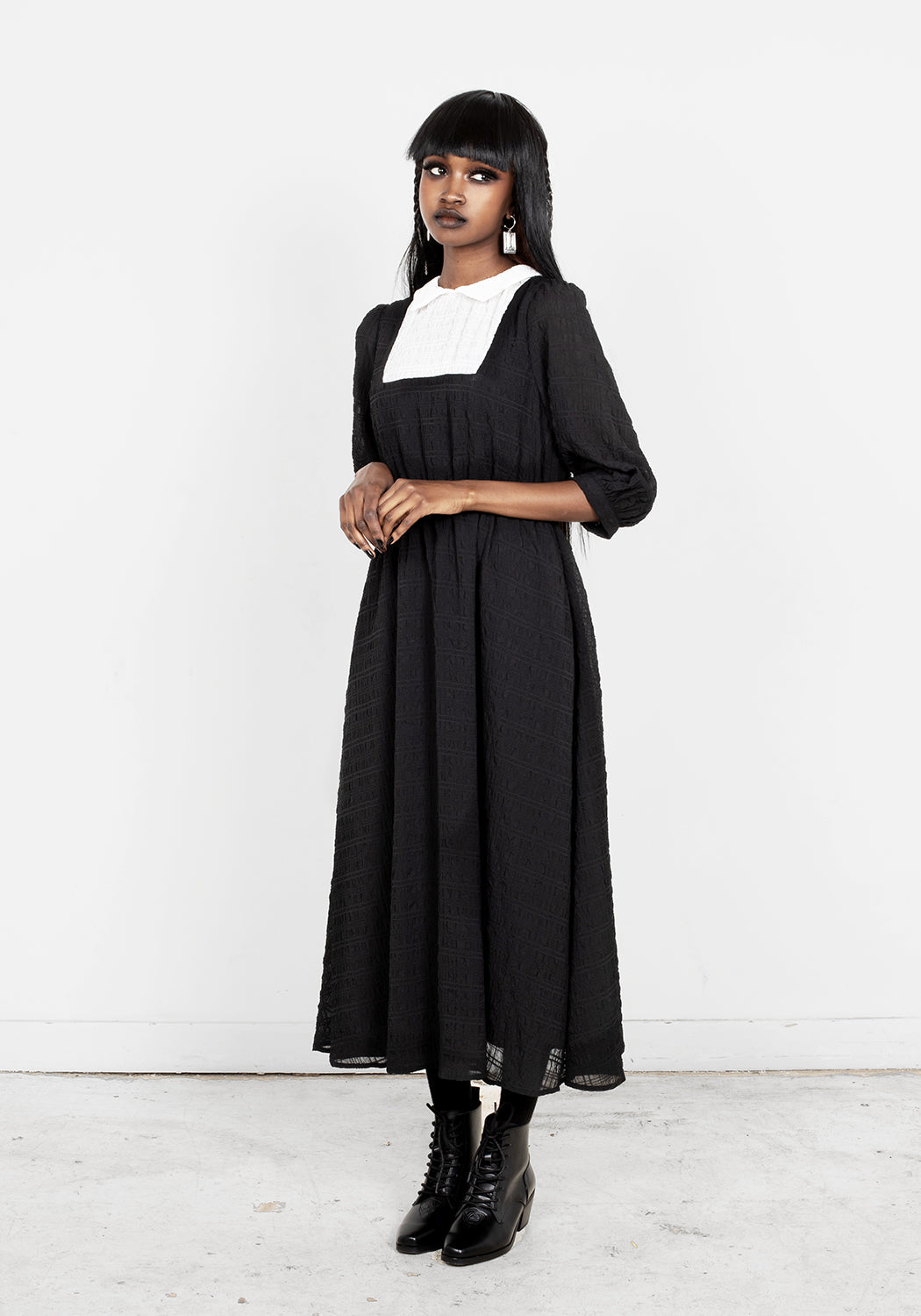 Gothic Midi Dress with Pockets & Elastic Waist | Bellatrix Pagan