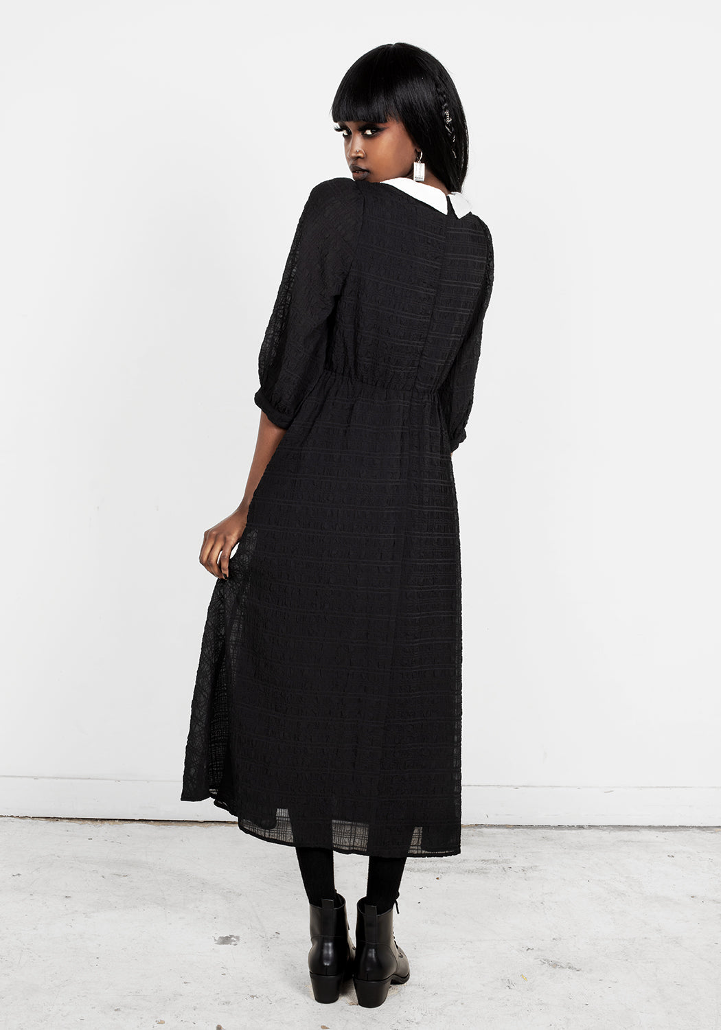 Gothic Midi Dress with Pockets & Elastic Waist | Bellatrix Pagan