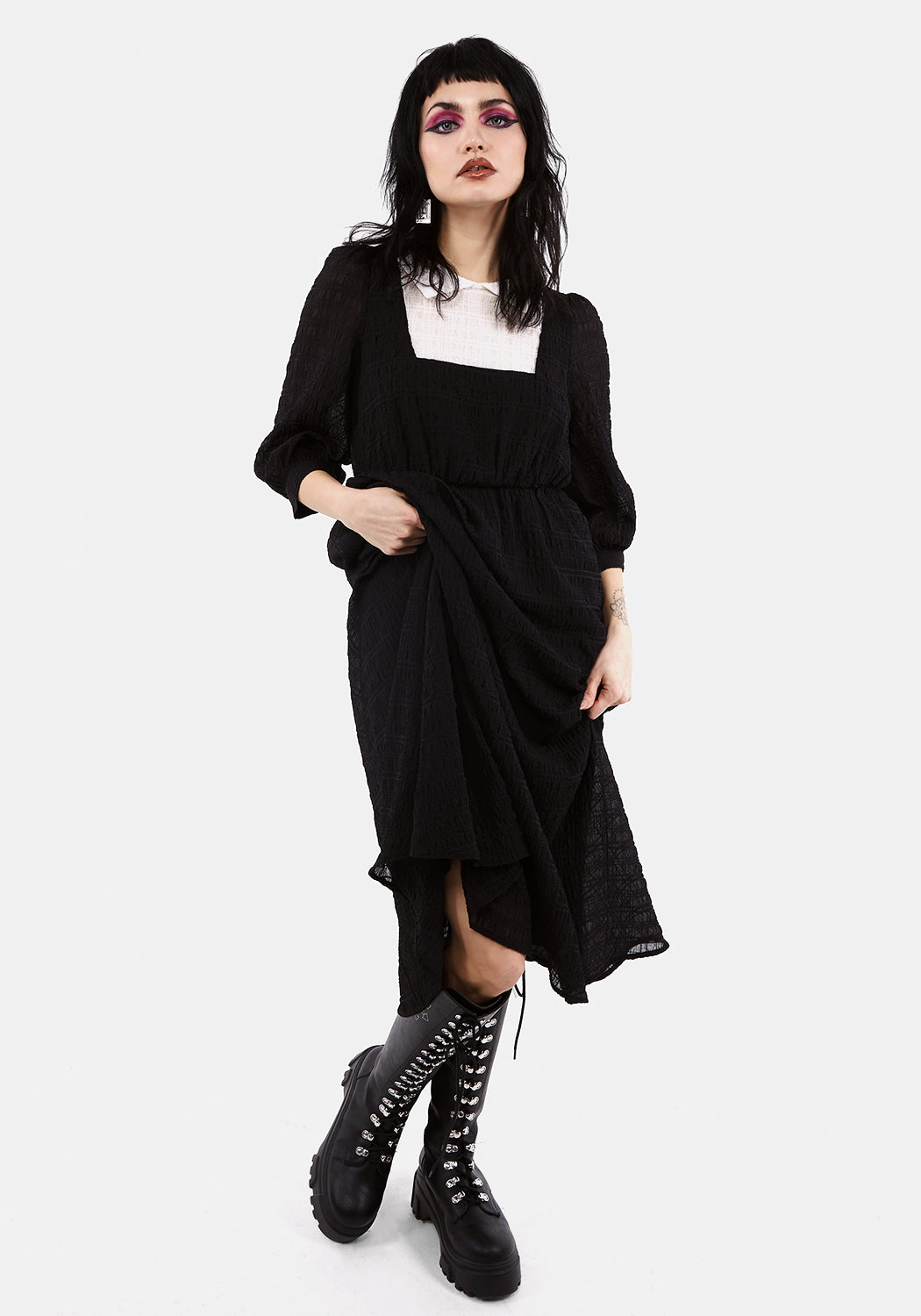 Gothic Midi Dress with Pockets & Elastic Waist | Bellatrix Pagan