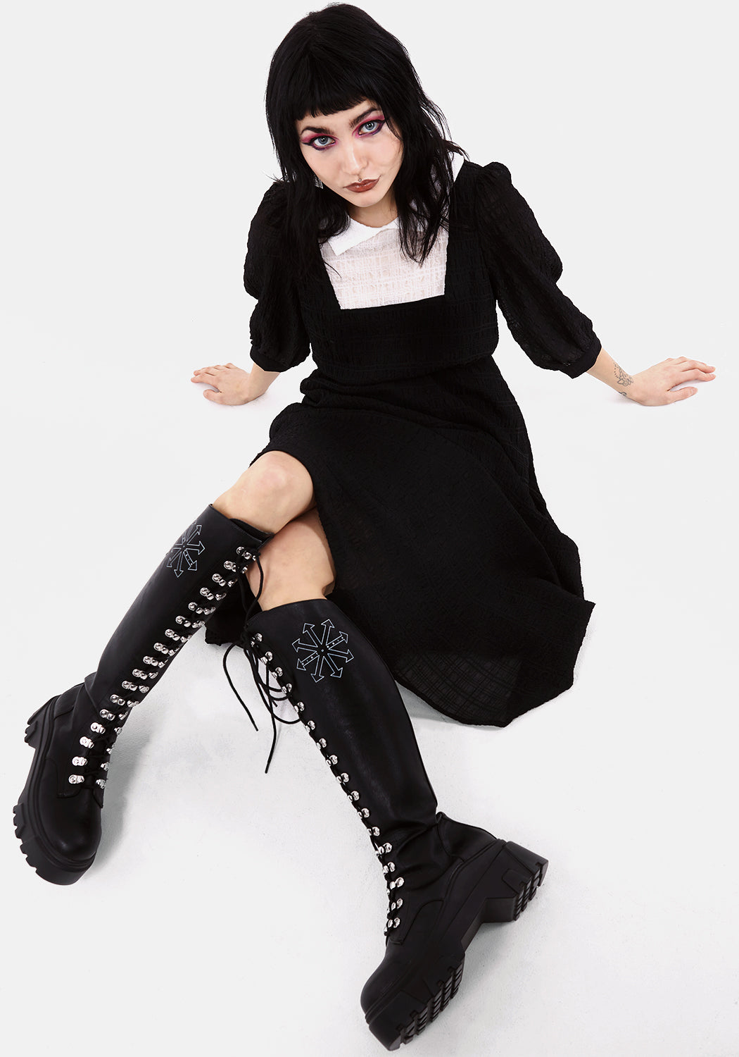 Gothic Midi Dress with Pockets & Elastic Waist | Bellatrix Pagan
