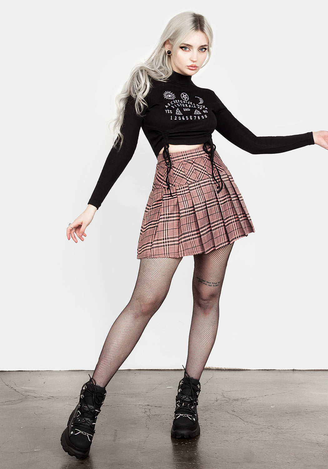 Ruched Crop Top with Ribbed Jersey & Ouija Embroidery | Valefor