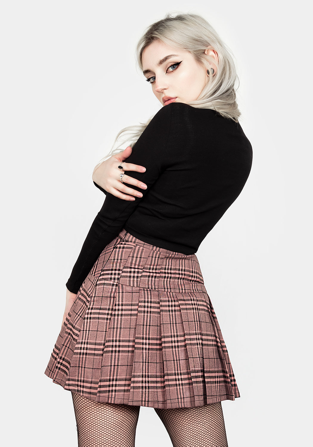 Pink & Black Check Mini Tennis Skirt with Pleats | Lovebuzz