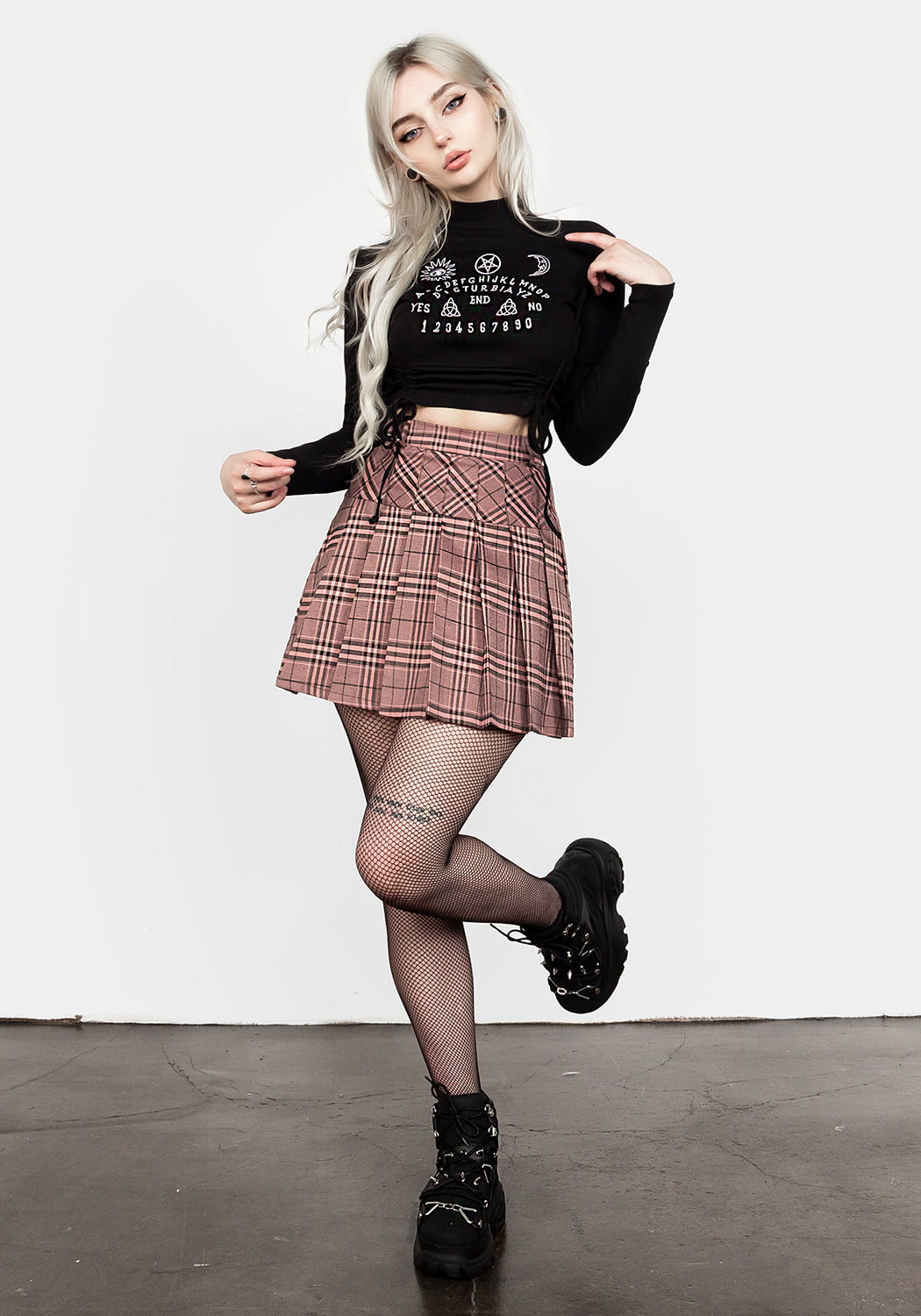 Pink & Black Check Mini Tennis Skirt with Pleats | Lovebuzz