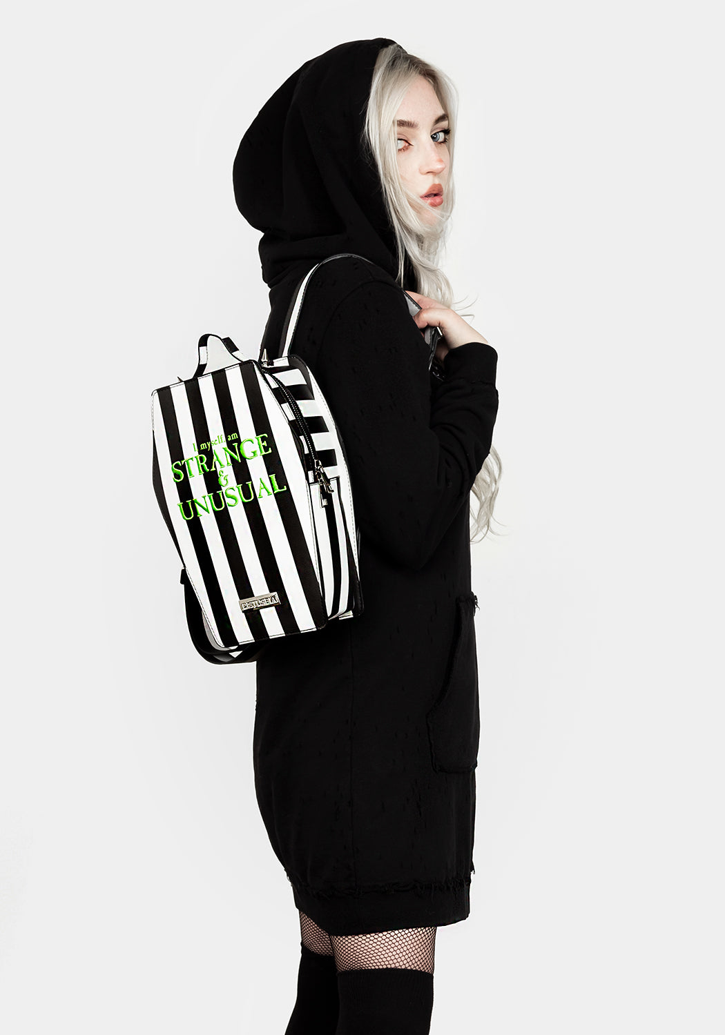 Gothic Coffin Backpack with Stripes & Studs | DEETZ