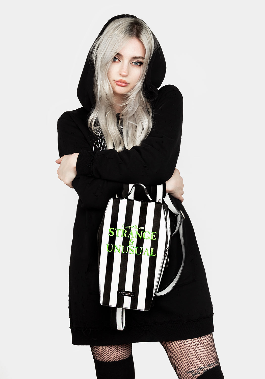 Gothic Coffin Backpack with Stripes & Studs | DEETZ