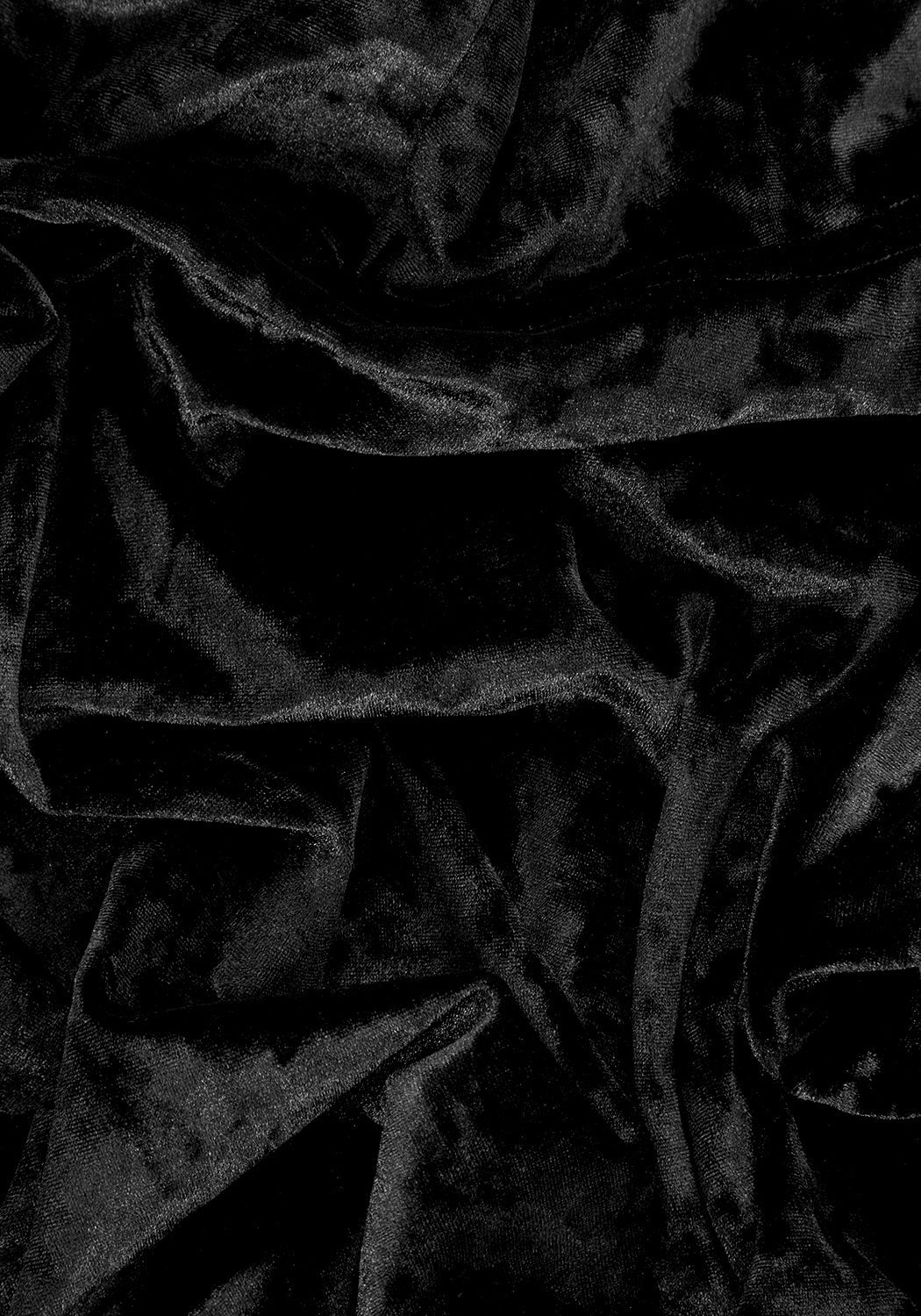 Black Velour Cropped Hoodie with Bat Embroidery | Sad Bat's Club