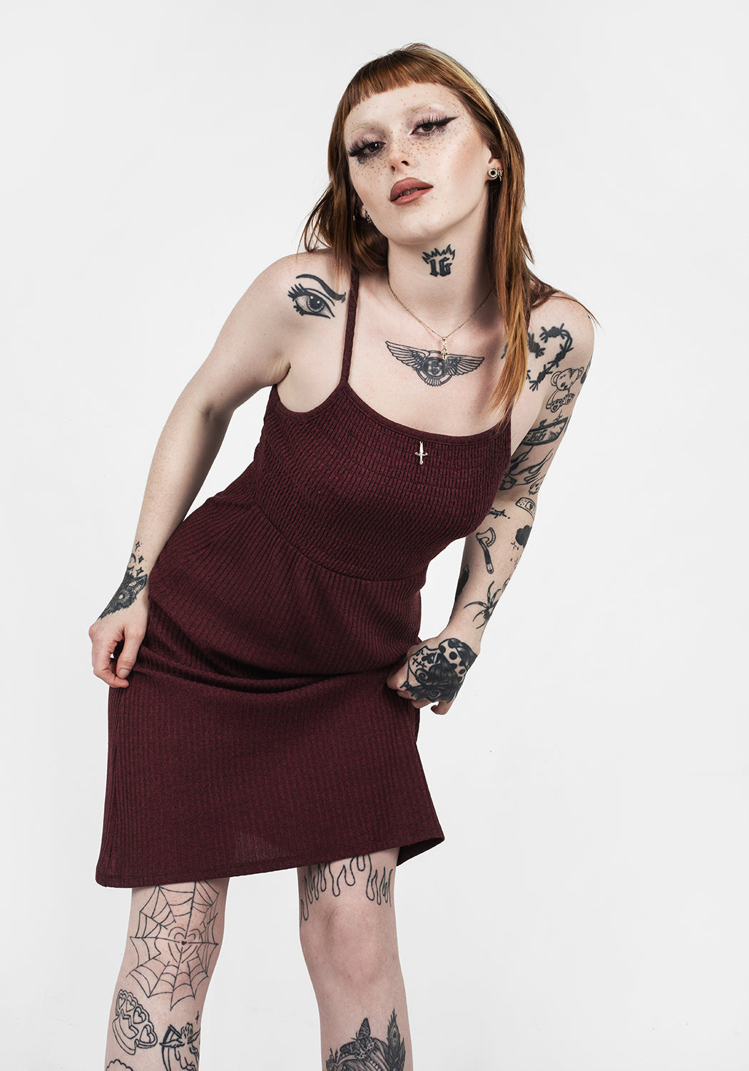 Elasticated Shirred Midi Dress with Square Neck | MUNDI