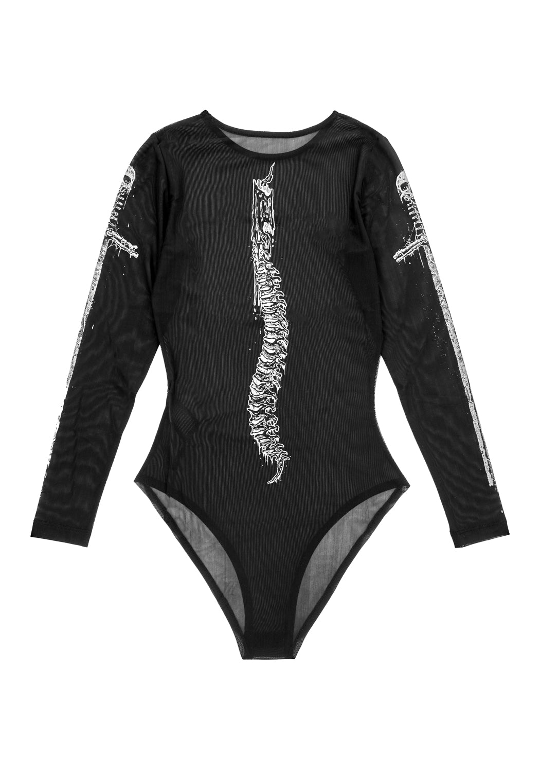 Long-Sleeve Mesh Bodysuit with Graphic Print | Disturbia x Mark Riddick