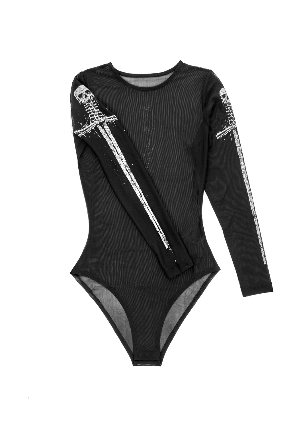 Long-Sleeve Mesh Bodysuit with Graphic Print | Disturbia x Mark Riddick
