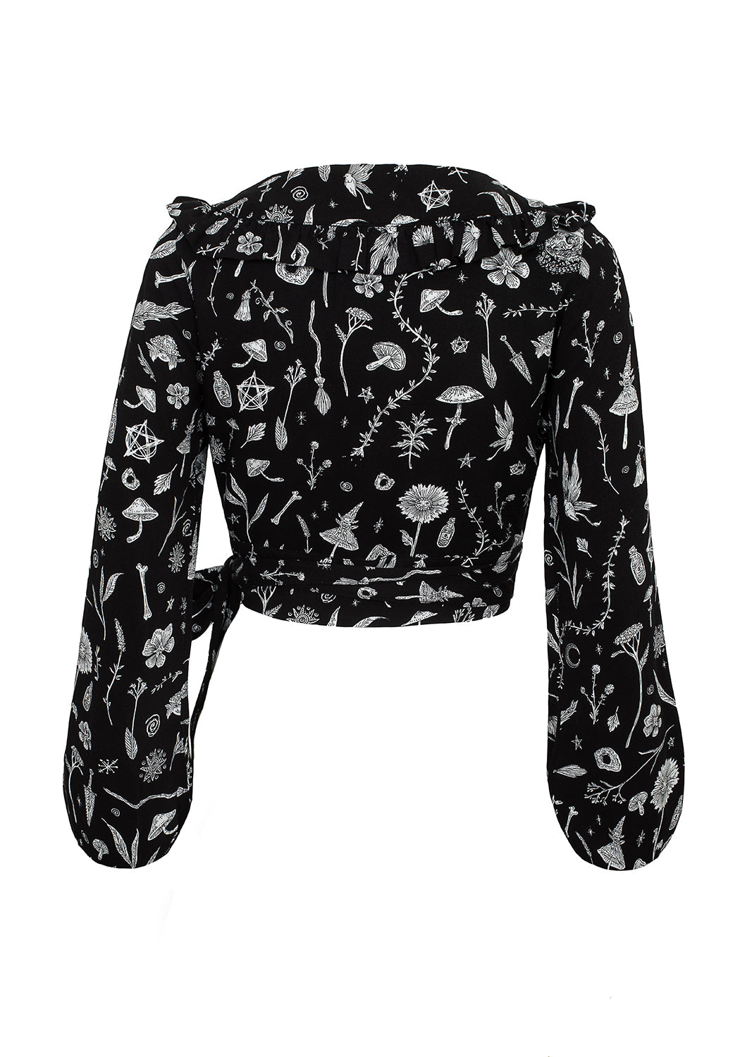 Wrap Top with Puffed Sleeves & V-Neck | Hedgewitch Floral Print