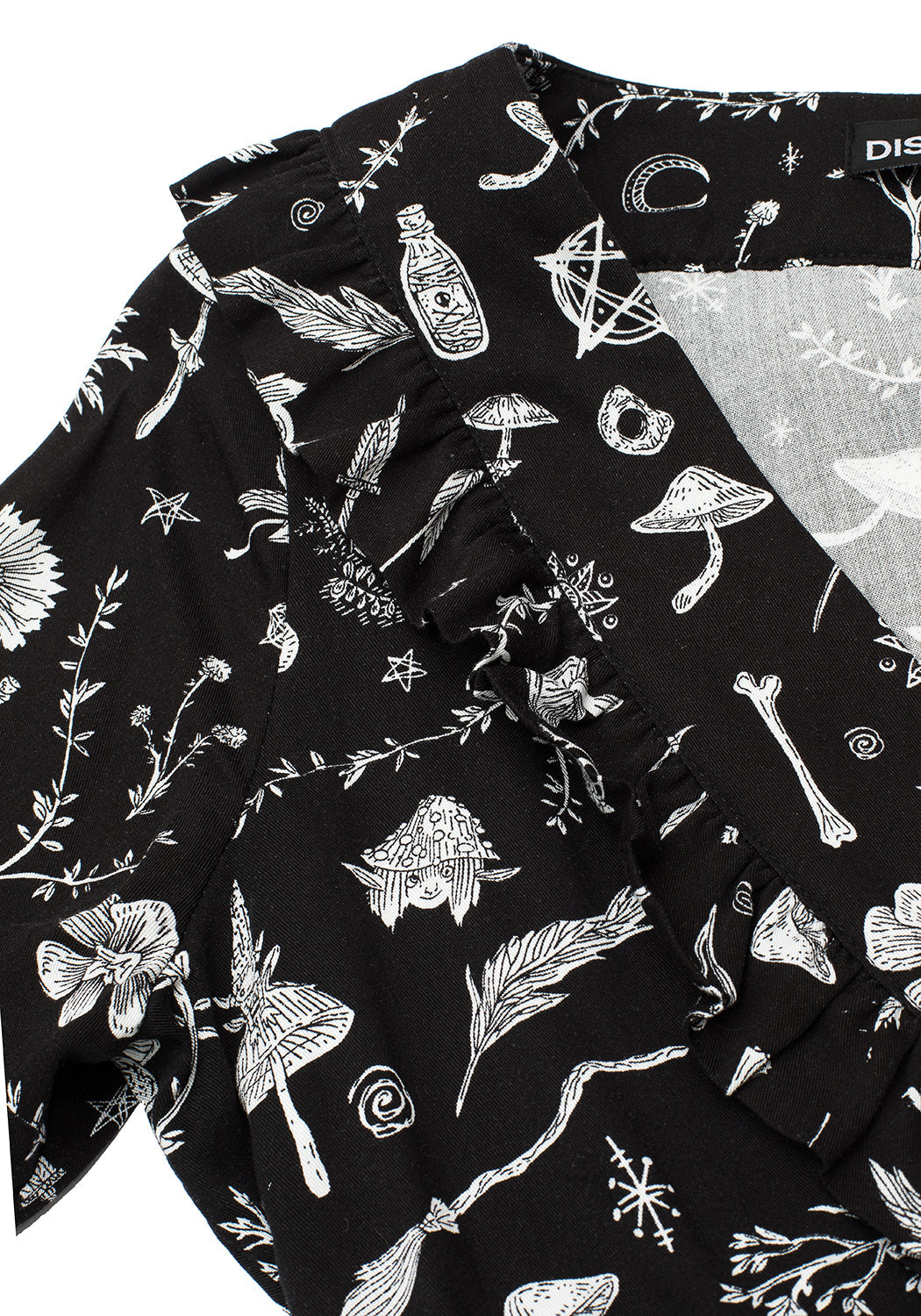 Wrap Top with Puffed Sleeves & V-Neck | Hedgewitch Floral Print